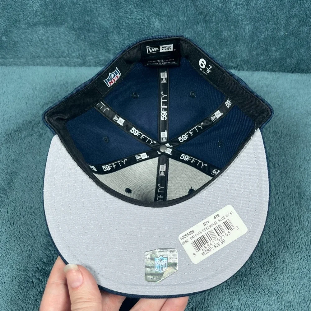 New Era 59FIFTY Navy‎ Dallas Cowboys Embroidered Logo NFL Fitted Hat 6 7/8